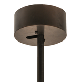 Closeup of ceiling canopy and rod in Mahogany Bronze finish.