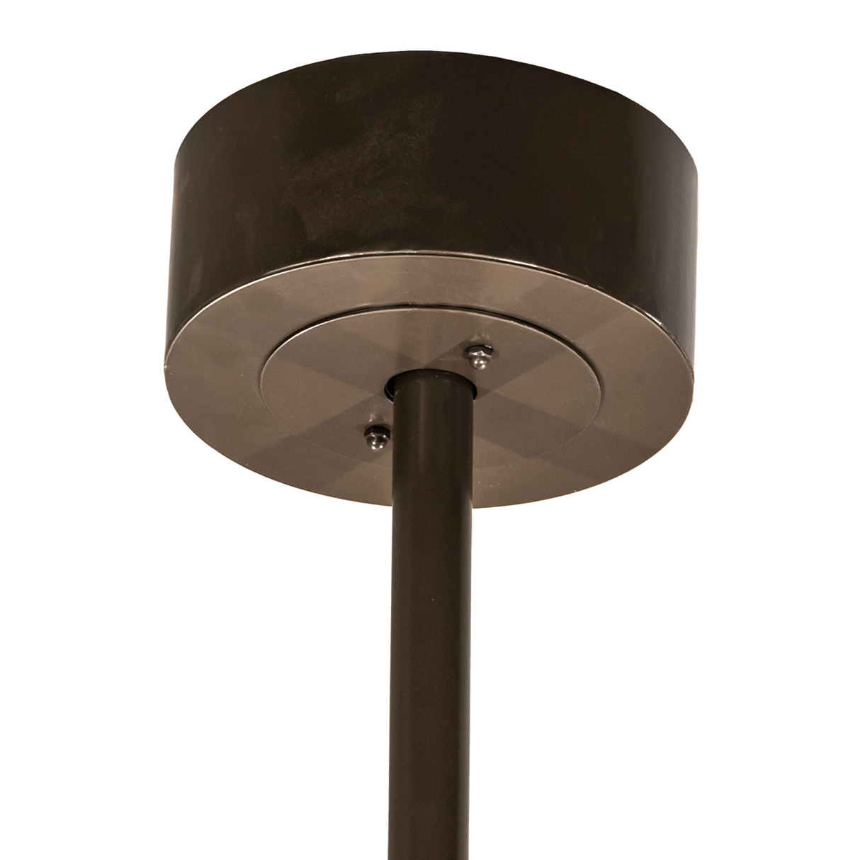 Close-up of canopy and downrod with bronze finish.