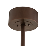 Ceiling canopy and downrod detail of Smythe Craftsman chandelier fan in bronze finish.