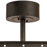 Ceiling canopy and downrod detail of Smythe Craftsman chandelier fan.