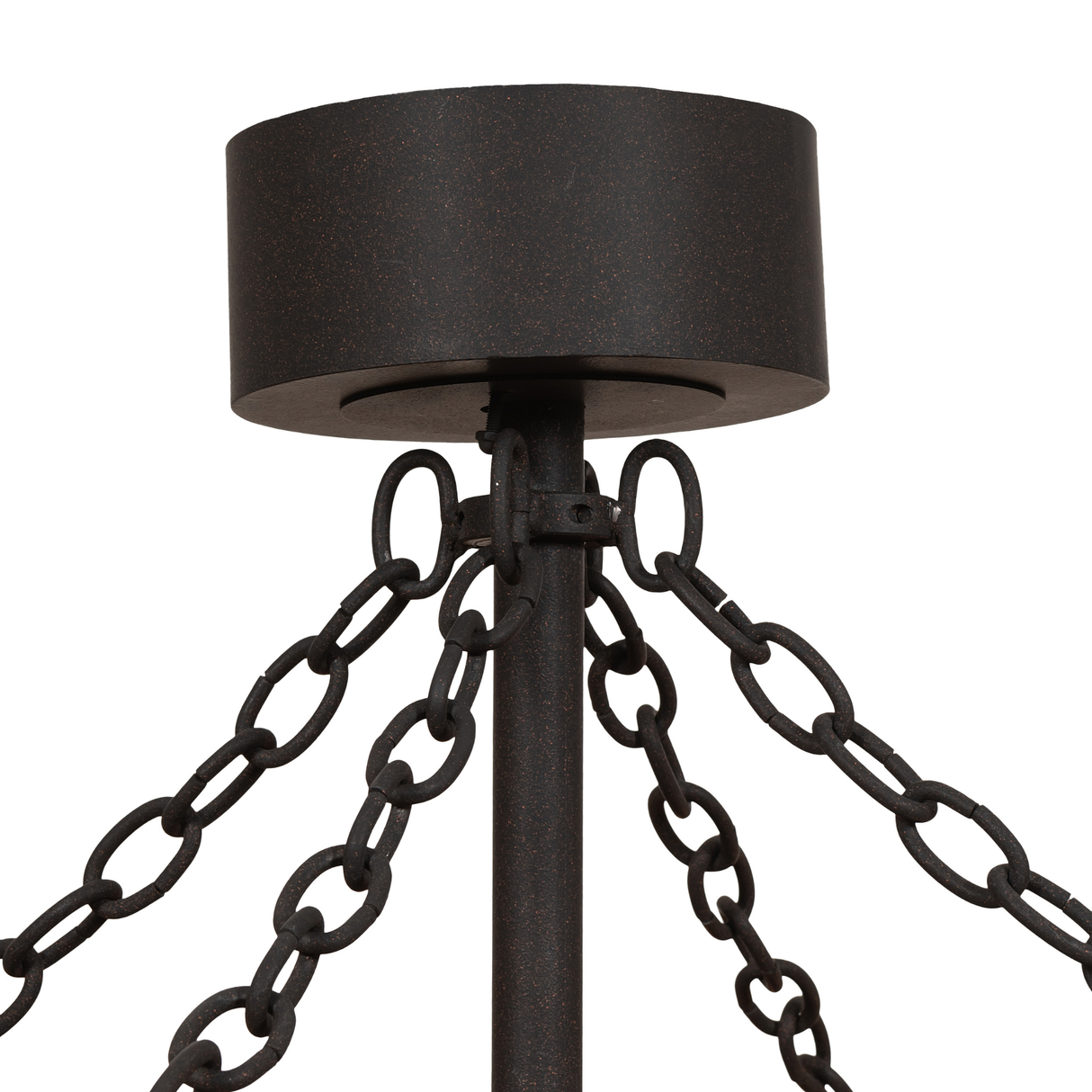 Detailed canopy view of Smythe Craftsman Chandel-Air with chain attachments.
