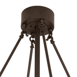 Detailed canopy view showing bronze suspension rods and mounting design.