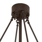 Detailed canopy view of Smythe Craftsman Chandel-Air in bronze finish.