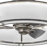 Closeup lit view showing polished fan hub and LED light ring.