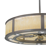 Close-up lit view highlighting Sahara Taupe Idalight panels and LED ring lighting.
