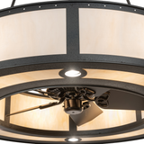 Close-up view of fan center and glowing Idalight diffuser.