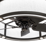 Close-up of Smythe Craftsman Chandel-Air fan blades and light ring.