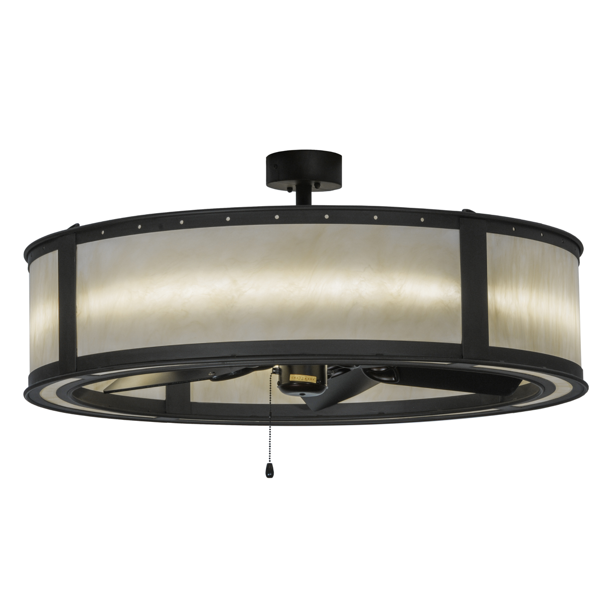 Front angle lit view showing soft Idalight glow and bronze frame.