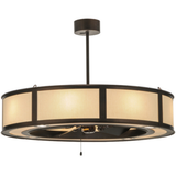 Front angle lit view showing Beige Linen diffuser and bronze frame.