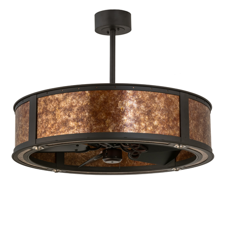 Front angle unlit view of Smythe Craftsman Chandel-Air with brown mica and bronze frame.