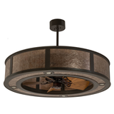 Front angled unlit view showing mica diffuser and fan design.