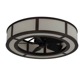 Front angled unlit view displaying frame design and fan blades.