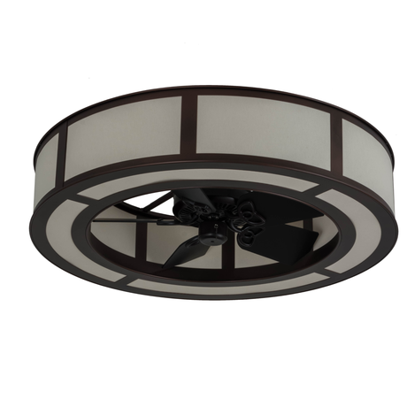 Front angled unlit view displaying frame design and fan blades.