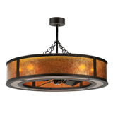 Smythe Craftsman Chandel-Air front view lit with amber mica shade.