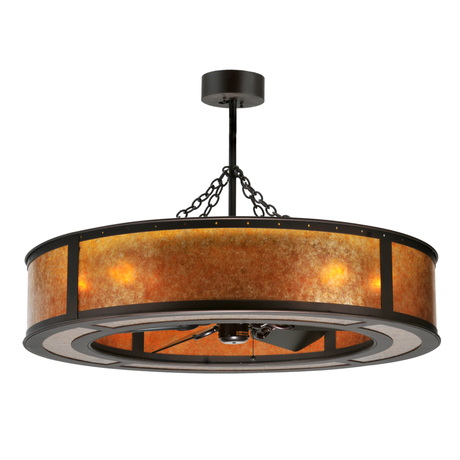 Smythe Craftsman Chandel-Air front view lit with amber mica shade.