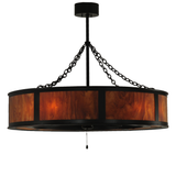 Front lit view of Smythe Craftsman Chandel-Air with bronze frame and mica panels.