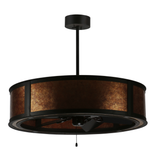 Front view unlit showing dark bronze frame and mica panels.