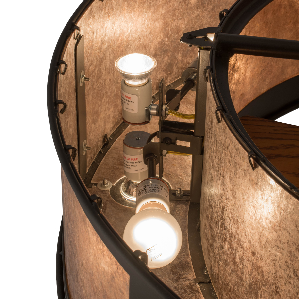 Interior bulb closeup revealing wiring and inner light assembly.
