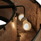 Closeup showing glowing bulbs inside Silver Mica shade interior.