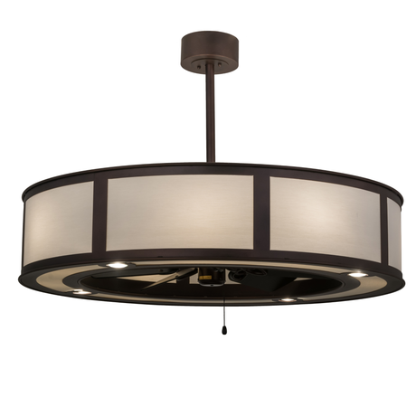Smythe Craftsman Chandel-Air illuminated with eggshell Textrene shade.