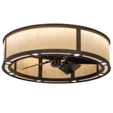 Lit angled view of Smythe Craftsman Chandel-Air with Sahara Taupe Idalight diffuser.