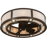 Smythe Craftsman Chandel-Air bottom angle view with glowing downlights.