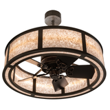 Bottom lit view showing integrated fan and circular LED lighting.