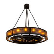 Front angle lit view of Smythe Craftsman Chandel-Air with amber mica glow.