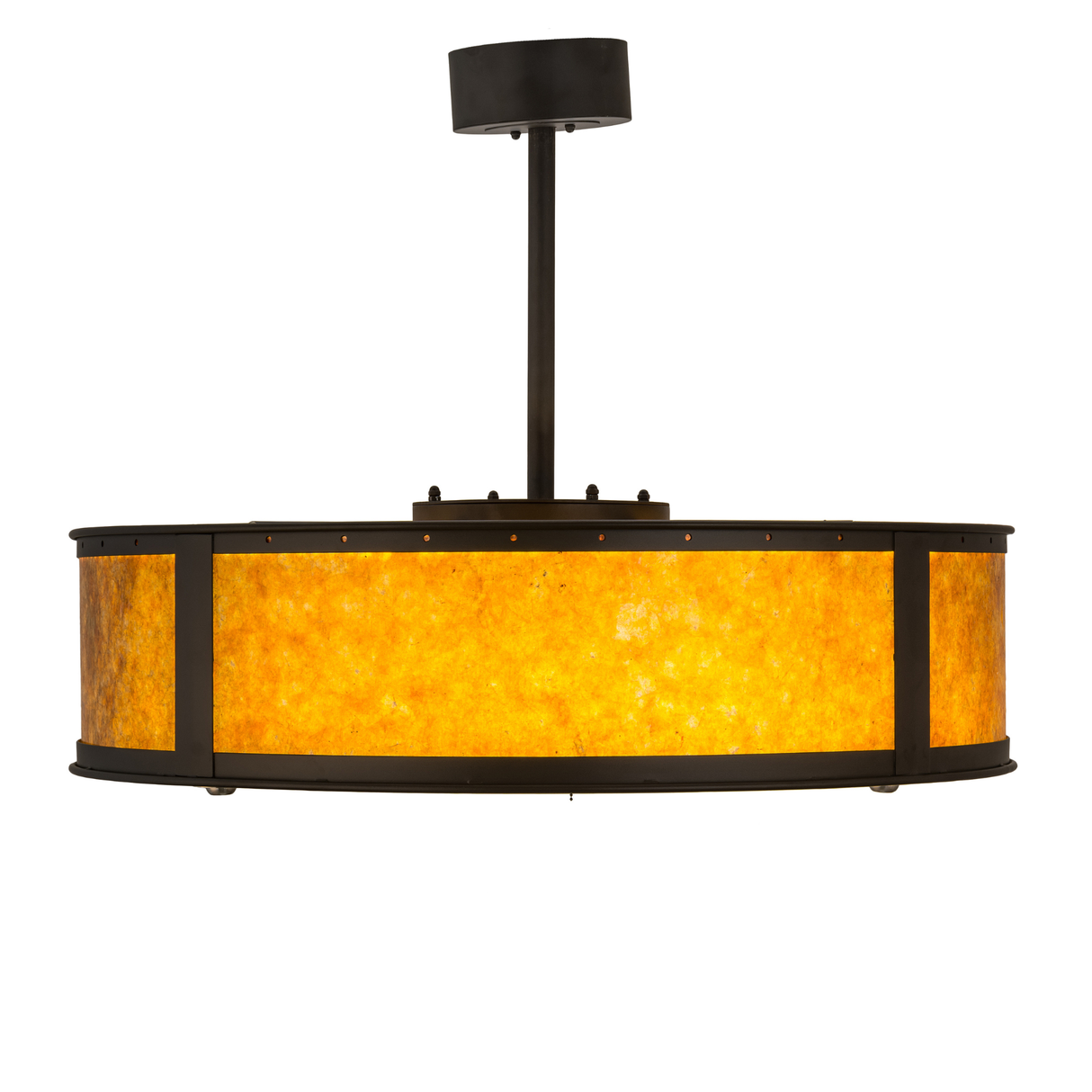 Side view showing warm amber mica illumination.
