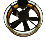 Overhead close-up showing LED strip and interior fan assembly