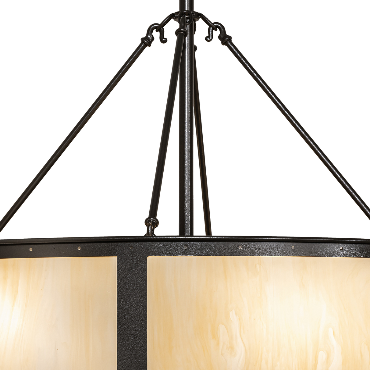 Detailed view of rod and hardware on Smythe Craftsman fixture.