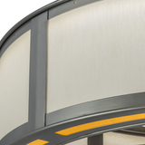 Detailed view of Beige Linen shade with Faux Maplewood diffuser trim.