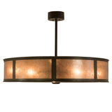 Side lit view showcasing sleek circular design and soft mica lighting.
