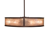 Side profile of Smythe Craftsman chandelier fan with mica panels and bronze trim.