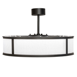 Side profile of Smythe Craftsman Chandel-Air showing white fabric shade.