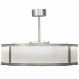 Side profile of Smythe Craftsman Chandel-Air with soft white linen shade.