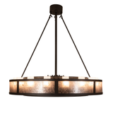 Side lit view emphasizing layered light and oil rubbed bronze structure.