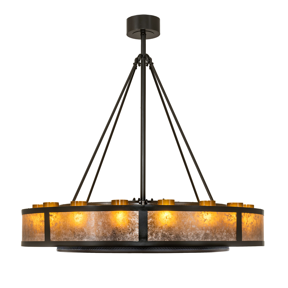 Side view displaying Amber Mica panels and warm inner light.