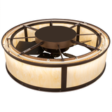 Top angle lit view showing integrated fan and inner illumination.