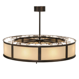 Top angle lit view showing circular frame and inner light array.