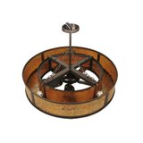 Top interior view revealing fan structure and metal framework.