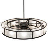 Overhead view highlighting inner bulbs and fan assembly.