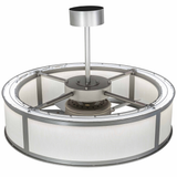 Overhead view showing internal LED ring and fan mount structure.