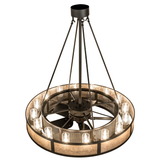 Top angle view showing circular layout of glass cylinder lights.