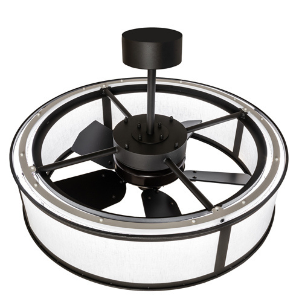 Top view of Smythe Craftsman Chandel-Air showing metal frame and fan design.