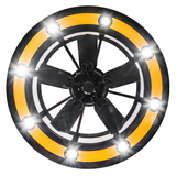 Bottom view with circular maplewood ring and illuminated LED spots.