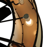 Close-up of inner bulb detail and bronze frame interior.