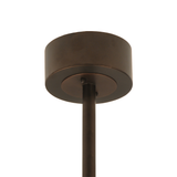 Closeup showing ceiling canopy and downrod in Mahogany Bronze.