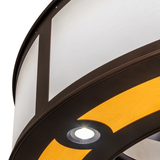 Close-up of maplewood accent ring with embedded LED downlight.