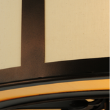 Close-up of fabric shade and maplewood panel design.